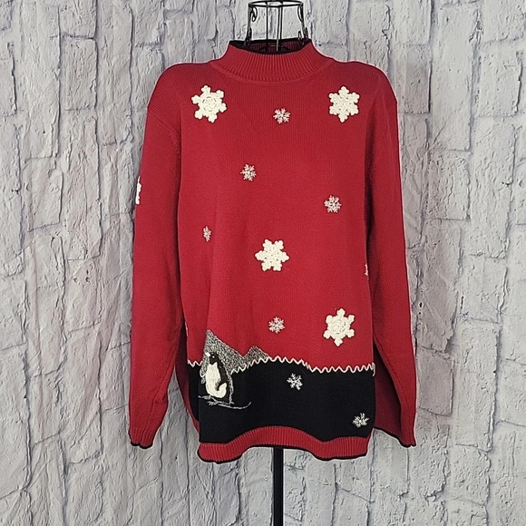 ALFRED DUNNER WOMAN‎ Crochet/Embroidered/Beaded Snowflake Sweater 1X - Picture 1 of 6